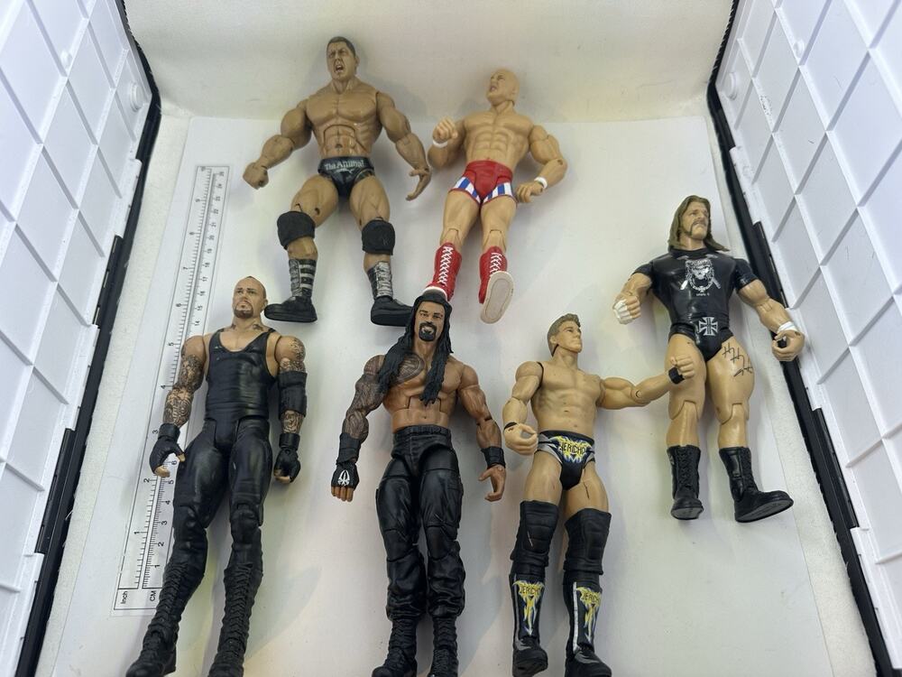 6 WWE WWF Wrestling Action Figures Pacific Triple H Batista Roman Undertake